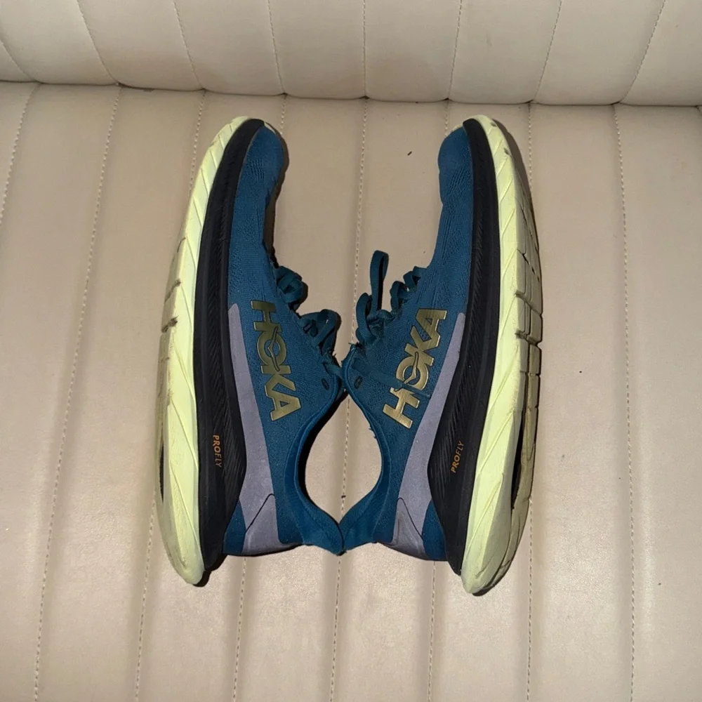 Hoka One One Mach 4 Running Shoes Blue Lime Athletic Sneakers Men’s 9.5D
